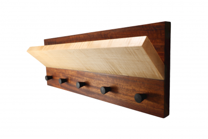 Entryway Organizer with Integrated Shelf - Etimoe and Curly Maple - 20" x 7.25"